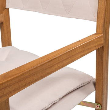 Waldo Classic Mid-Century Outdoor Acacia Wood Foldable Diamond-Quilted Back Director Chair with Cushion - JONATHAN Y